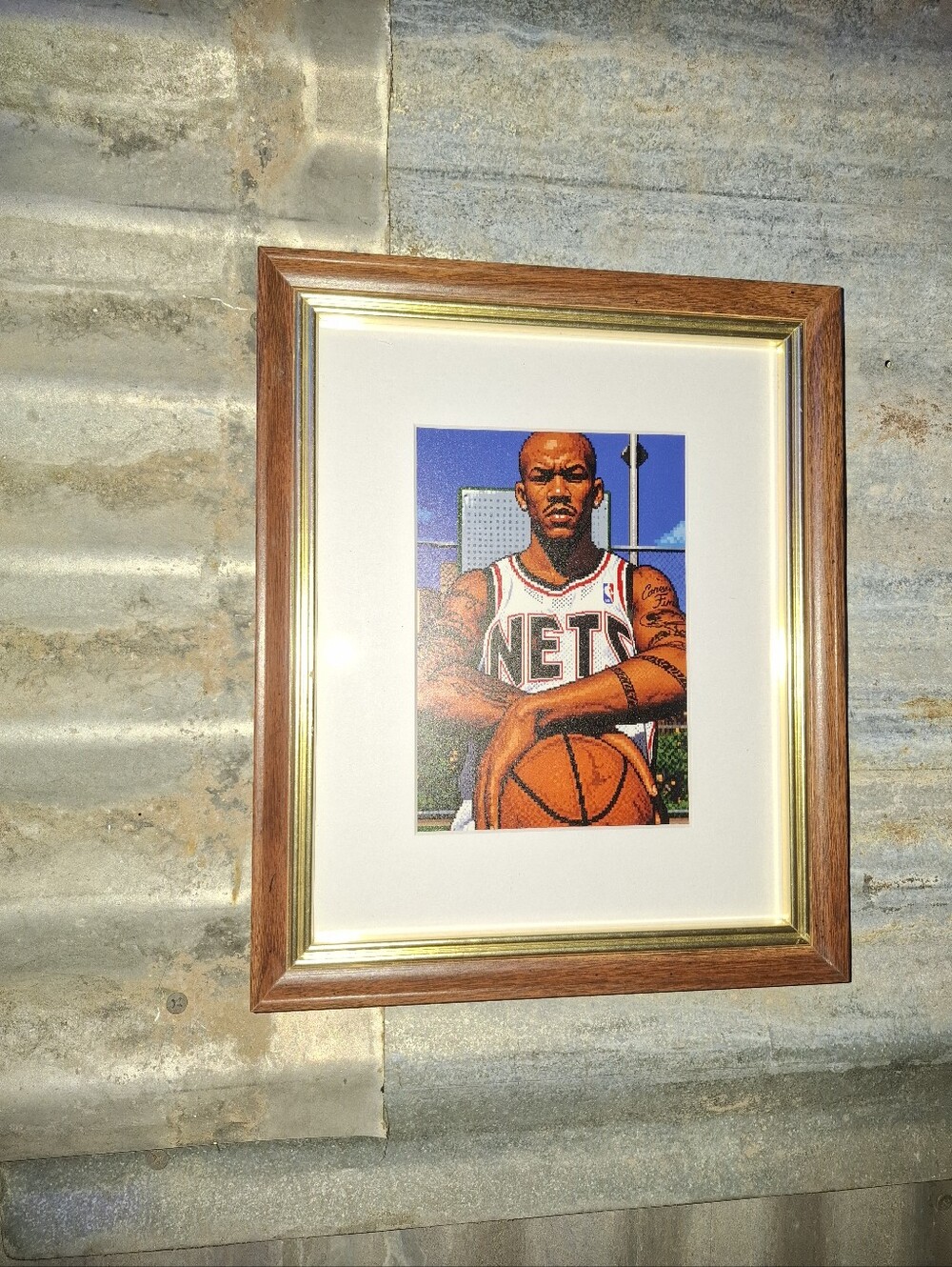 8 Bit Stephon Marbury Retro NBA New Jersey Nets Framed Art Print By Neon Nicho